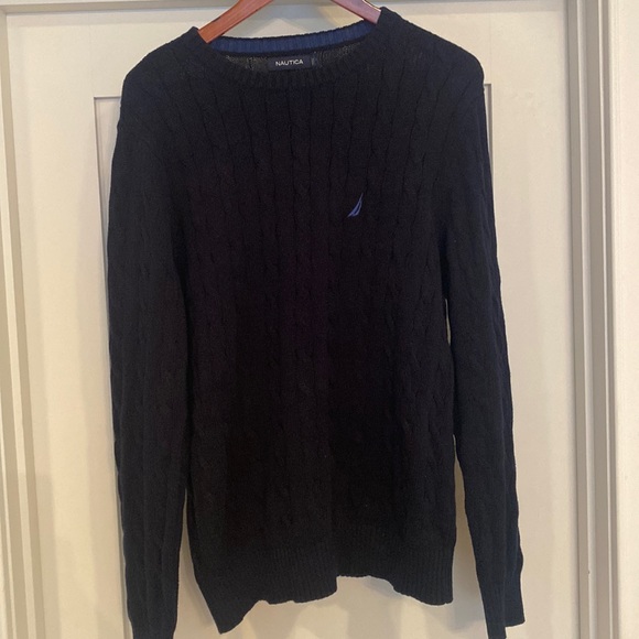 Nautica - Navy Cable Knit Crew Neck Sweater (M) - Picture 2 of 3